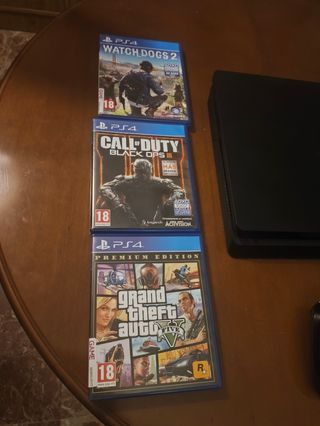 PS4 Slim 1TB Negra + 3 Juegos y volante pxn v9
