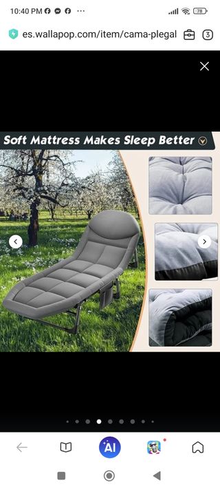 Cama Plegable Camping Gris