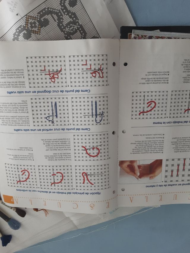 Lote Bastidor bordar punto cruz tela ovillos aguja