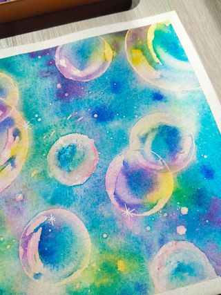 Acquerello bolle di sapone handmade dipinto a mano