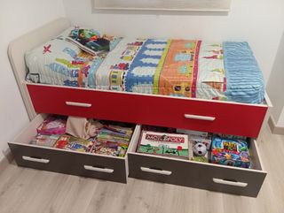 Cama juvenil con cajones y escritorio