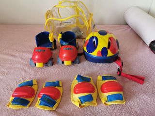 Set Patines Casco Rodilleras Coderas Niños