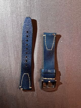 Correa de cuero azul para reloj