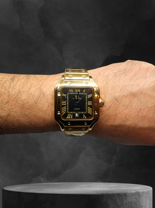 Orologio Uomo Acciaio Gold Black 40mm Stile Santos