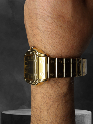 Orologio Uomo Acciaio Gold Black 40mm Stile Santos