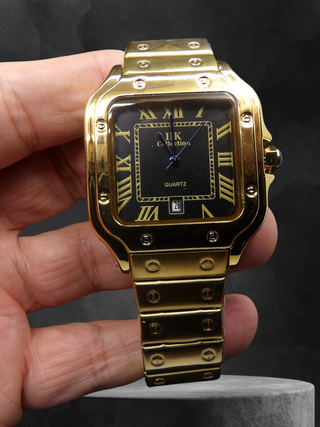 Orologio Uomo Acciaio Gold Black 40mm Stile Santos
