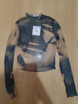 Camiseta Bershka Malla Estampada XS