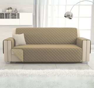 Copridivano 4 posti con braccioli beige