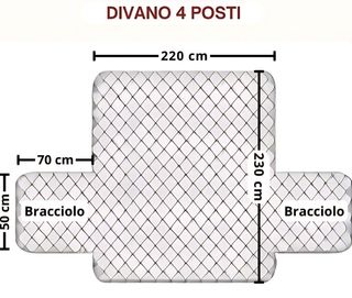 Copridivano 4 posti con braccioli beige