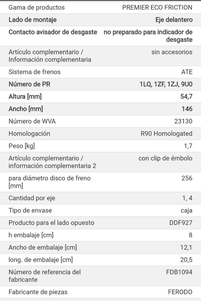 Pastillas de Freno Ferodo Premier OE FDB1094 