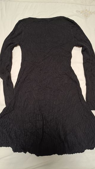 Vestido negro de punto acanalado talla s/m