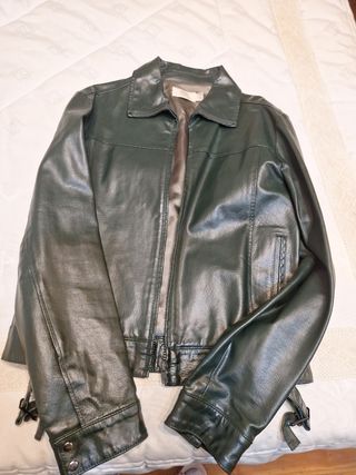 Cazadora de cuero verde Talla L
