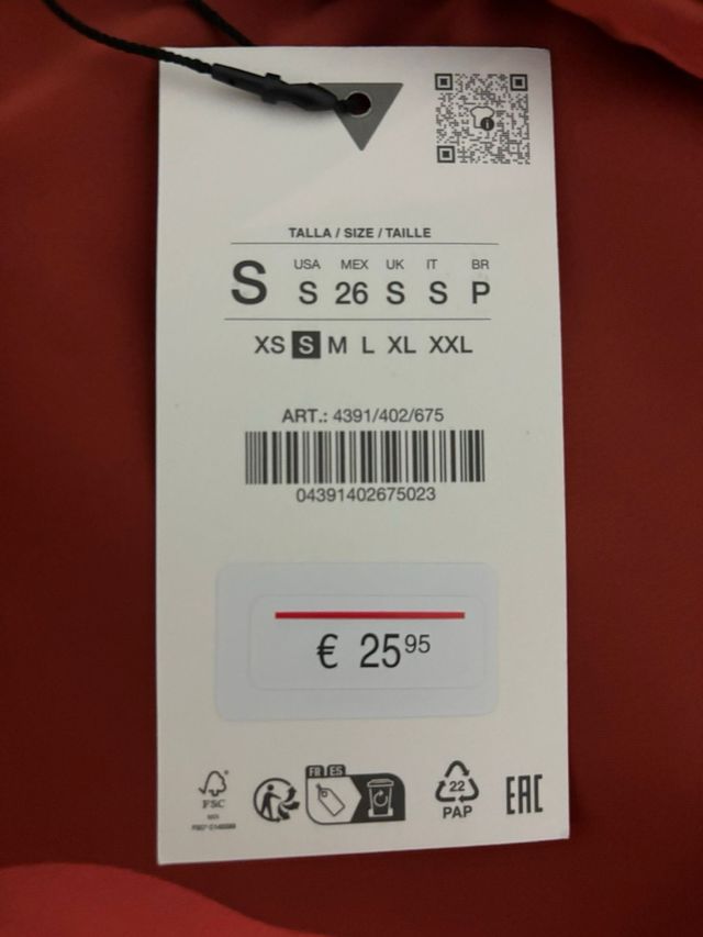 Falda Zara naranja/roja Talla S