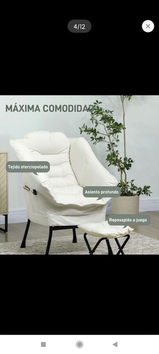 Sillón relax blanco con reposapiés