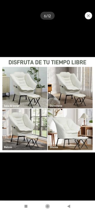 Sillón relax blanco con reposapiés