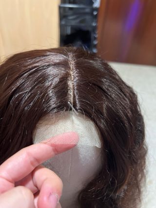 Peluca larga rizada castaña lace