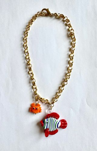Collar latón bañado en oro con colgantes