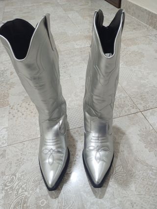 Botas cowboy plateadas n39 