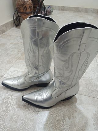 Botas cowboy plateadas n39 