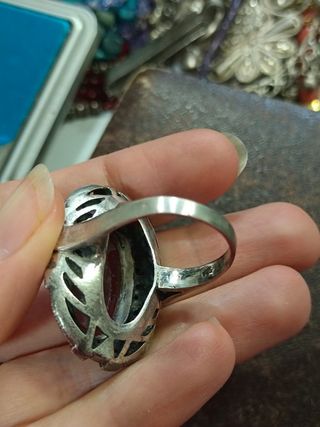 Anillo Plata Ley con Piedra Roja