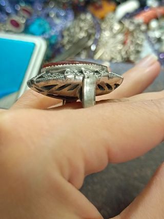 Anillo Plata Ley con Piedra Roja