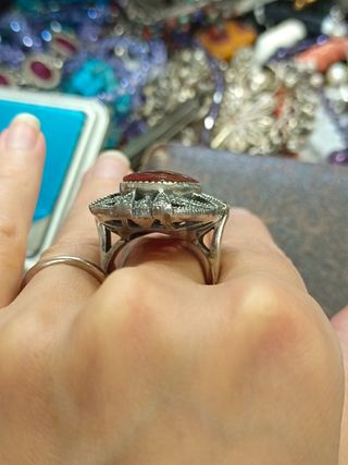 Anillo Plata Ley con Piedra Roja