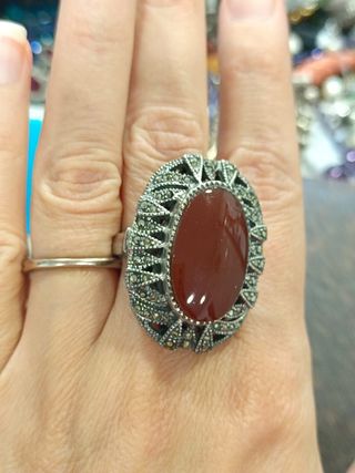 Anillo Plata Ley con Piedra Roja