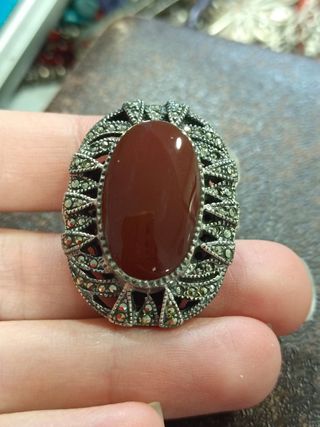 Anillo Plata Ley con Piedra Roja