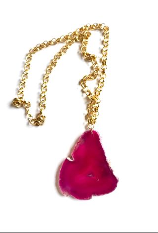 Collar Geoda hecho a mano en latón chapado en oro