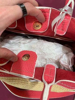 Borsa estiva intrecciata beige e rosa