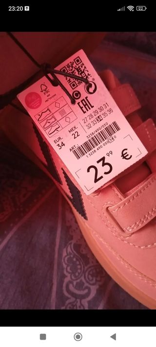 Zapatillas niña velcro , rosa y azul