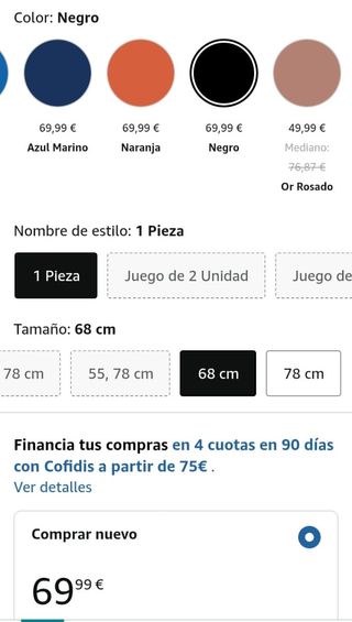 Maleta rígida Amazon Basics 68 cm negra