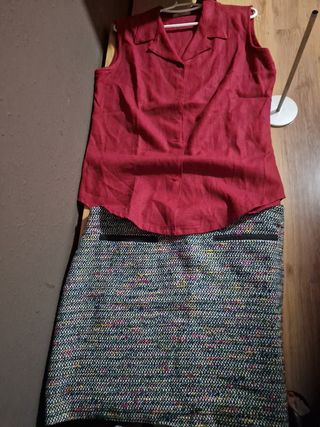 Blusa sin mangas y Falda Talla L