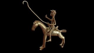 Escultura tribal de jinete en bronce – arte Dhokra