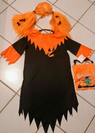 Costume Halloween Bambini con Parrucca e Borsina