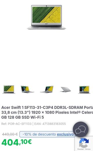 Acer Swift 1 SF113‑31‑C3P4 – 13,3″ FHD, 4GB, 128GB