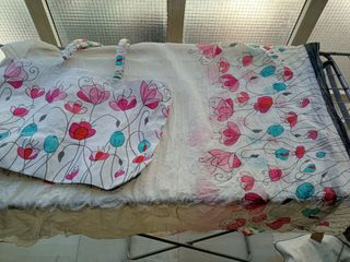 Conjunto pareo y bolso playa flores
