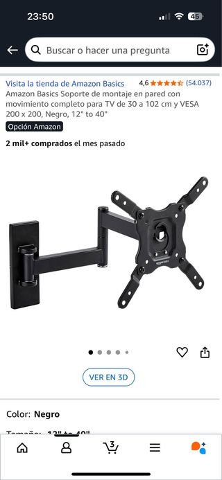 Soporte TV Amazon Basics Negro 12-40