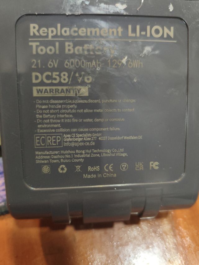 Batería compatible Dyson 21.6V 6000mAh LI-ION