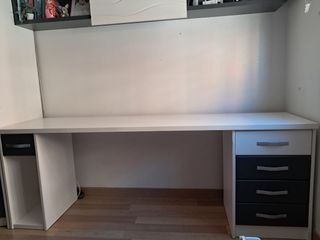 Escritorio moderno madera blanco y gris oscuro 