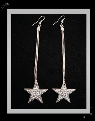 Pendientes vintage estrella plata strass