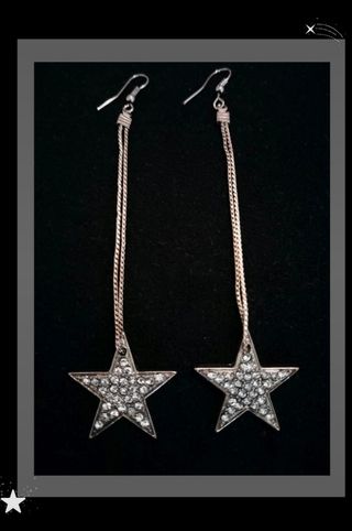 Pendientes vintage estrella plata strass