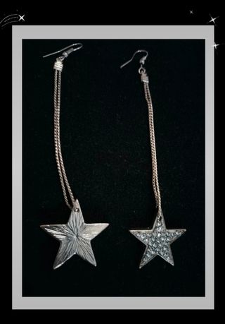 Pendientes vintage estrella plata strass