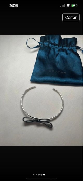 Pulsera Agatha Paris Lazo Negra y Plateada