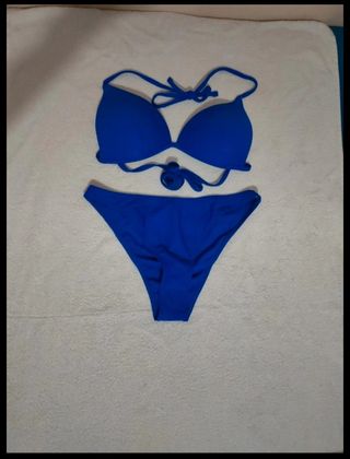 Bikini Azul Pavo Real elástico 