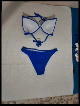 Bikini Azul Pavo Real elástico 