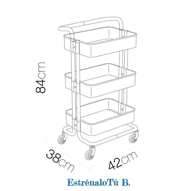 Carro Metálico Multiusos Azul con Ruedas 