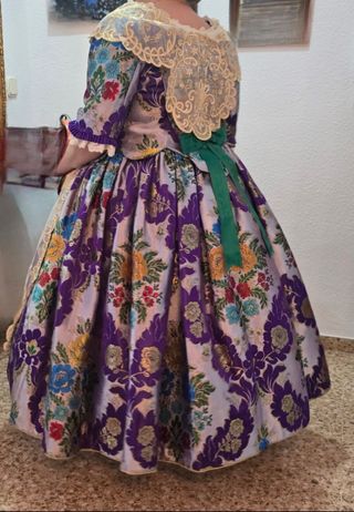 Traje de Fallera Brocado Dorado y Morado