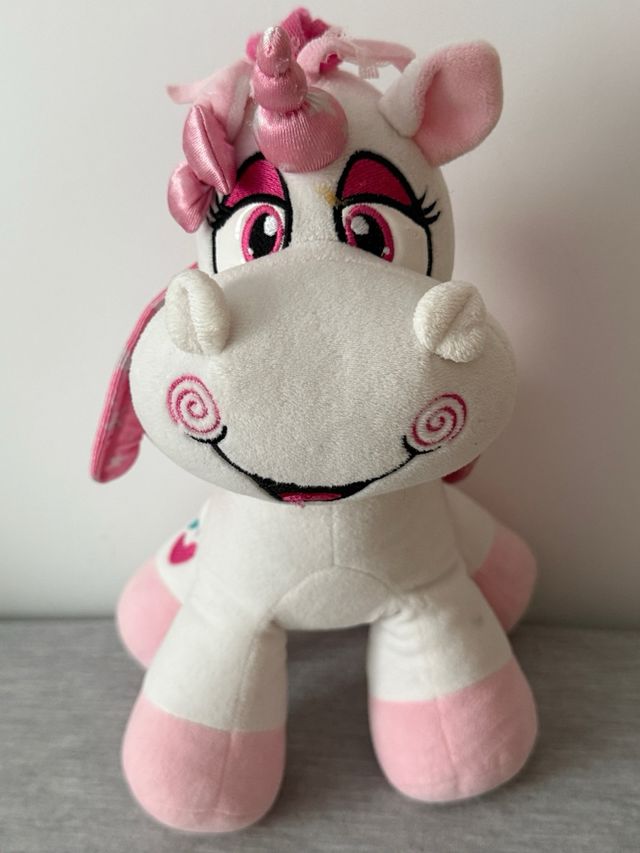 Peluche unicorno bianco e rosa