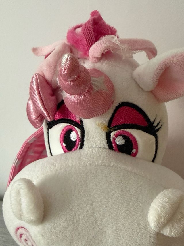 Peluche unicorno bianco e rosa